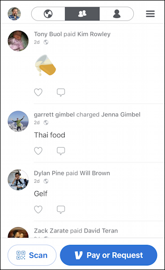 venmo friends feed transactions iphone