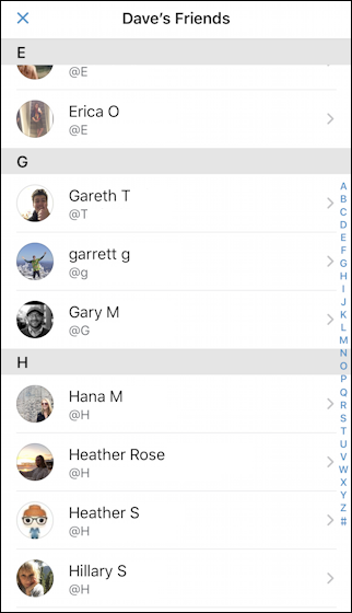 venmo list of friends sorted