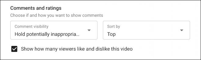 hide viewer ratings youtube video upload
