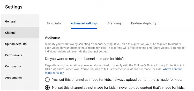 youtube creator studio channel settings