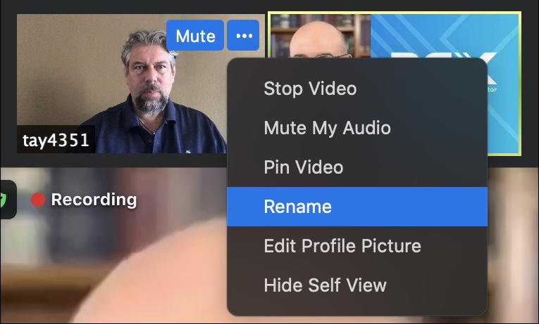 zoom meeting - live attendee settings menu - rename