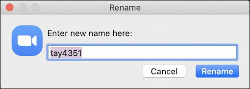 zoom call - rename display name - pop up