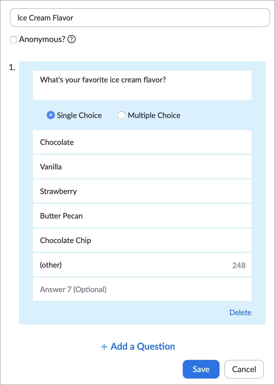 zoom - ice cream flavor poll