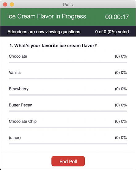 live zoom poll - host view - ice cream