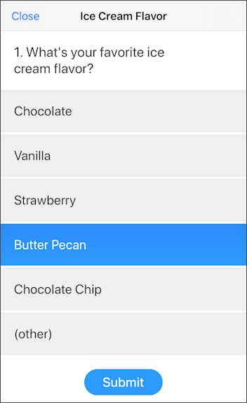 zoom survey poll - participant view - ice cream flavor
