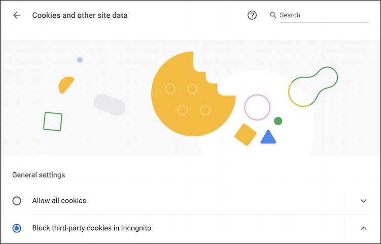 google chrome settings - cookies and other site data privacy