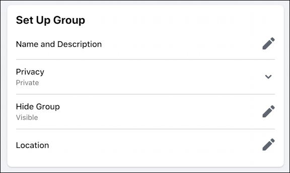 rename facebook group - settings name & description