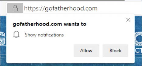 microsoft edge - notifications - get notifications from gofatherhood