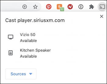 chromecast cast speaker options - siriusxm player