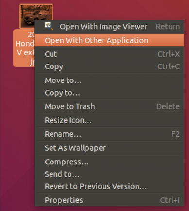 linux desktop - open with