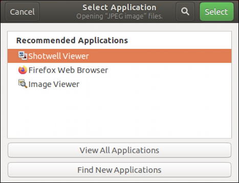 ubuntu linux - list of apps programs - open with - jpg jpeg photo image file