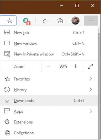 win10 microsoft edge - change download location - menu