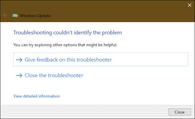 win10 windows update troubleshooter no problems