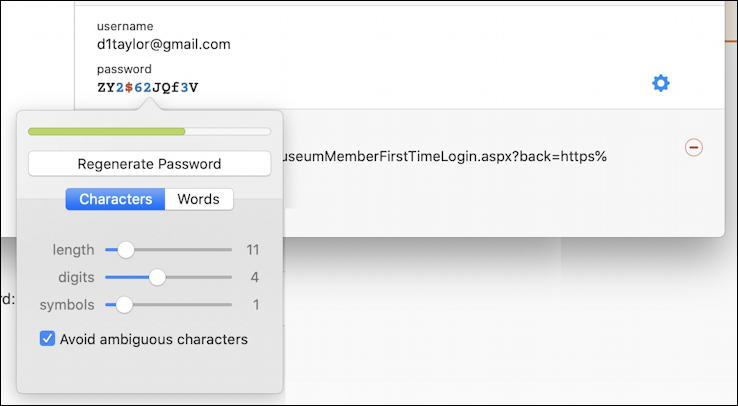 1password - generate more secure password - regenerated