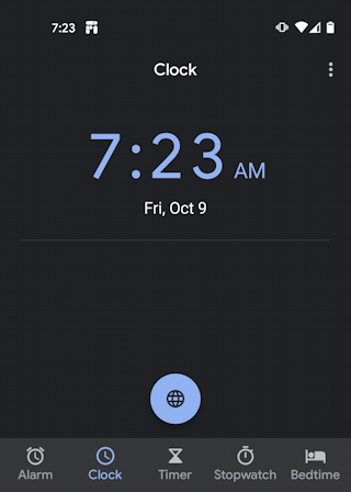 android 10 clock app - basic display