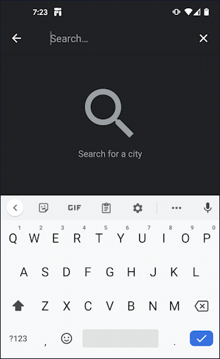 android 10 clock app - search for city