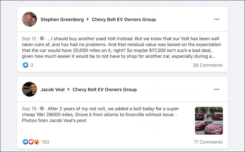 facebook chevy bolt ev group posts about the chey volt