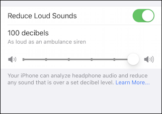 ios14 iphone reduce loud sounds - max loudness - 100 db