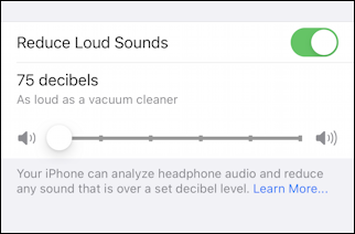 ios14 iphone reduce loud sounds - 75db