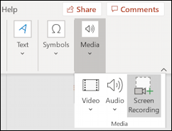 win10 screen recording powerpoint - file insert media screen recording