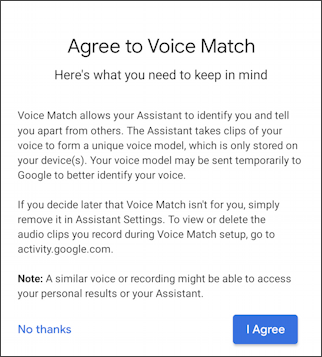 android - agree to voice match