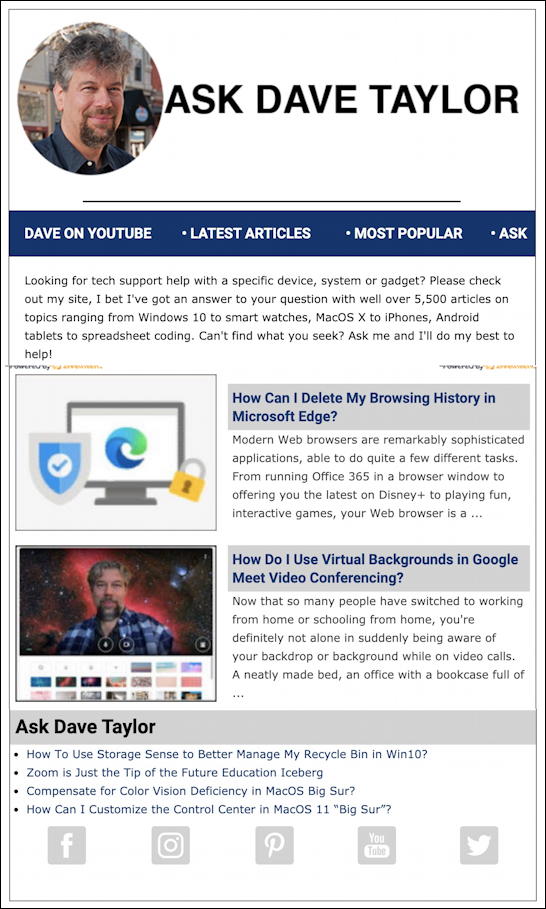 askdavetaylor weekly email newsletter thumbnail