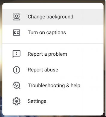 google meet - instant meeting - settings menu