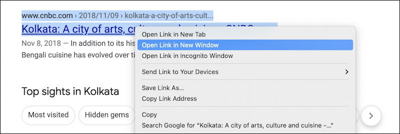 google chrome context menu - mac