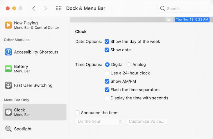 macos 11 big sur - dock and menu bar system preference control panel