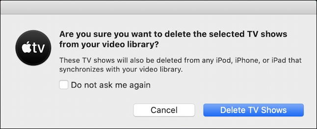 mac macos tv app - delete movie tv show?