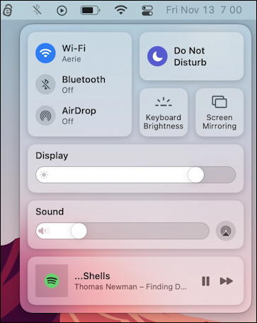 macos 11 big sur - control center