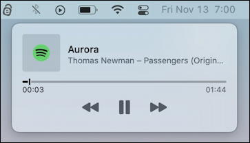 macos 11 big sur - control center - music player