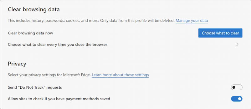 microsoft edge windows privacy - clear browsing data