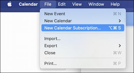 macos mac calendar file > new calendar subscription