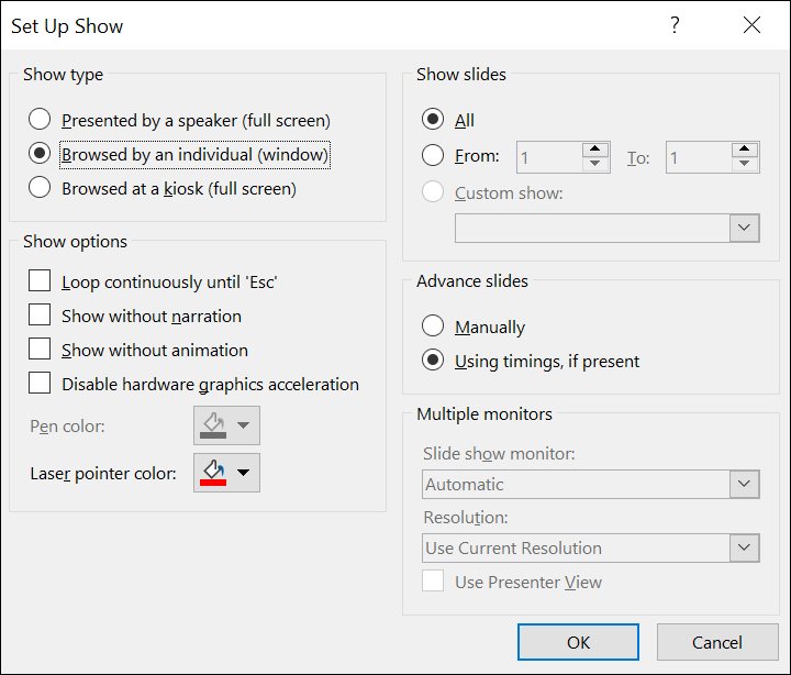 powerpoint presentation not showing full screen