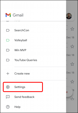 gmail for mobile - settings