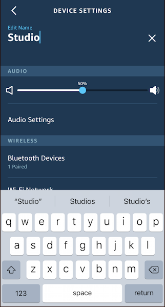 amazon alexa app - iphone ios - rename echo alexa dot studio