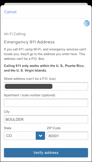 enable wifi calling at&t iphone - update emergency address