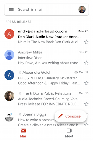 gmail for mobile iphone - folder label