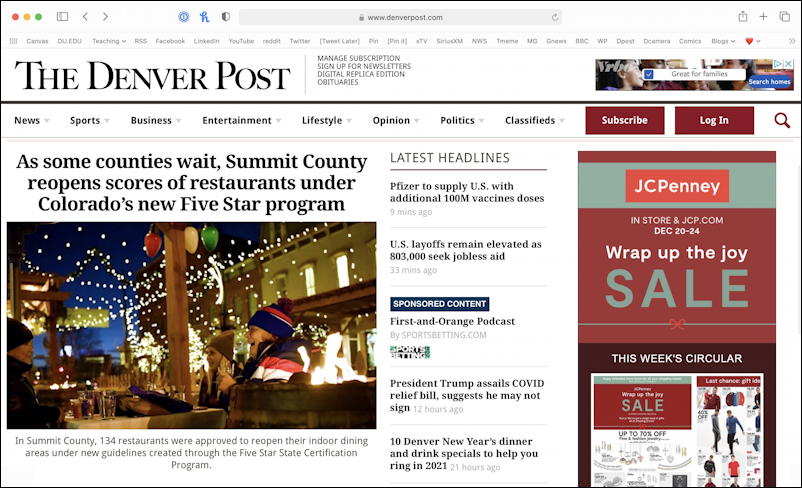 denver post in mac safari web browser