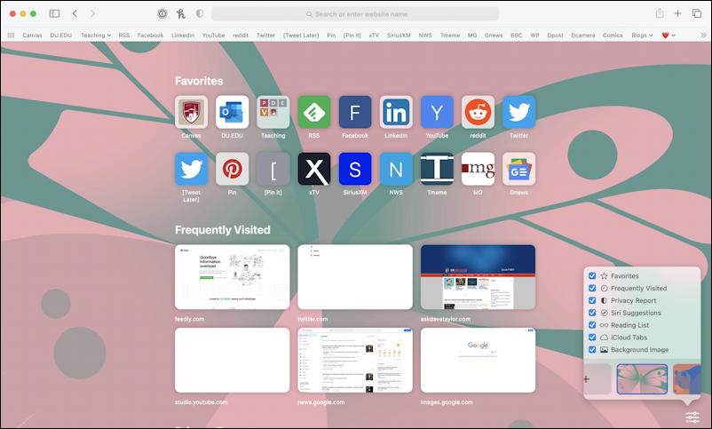 mac safari favorites tab screen window - with wallpaper background