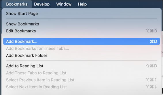 safari mac - add new bookmark