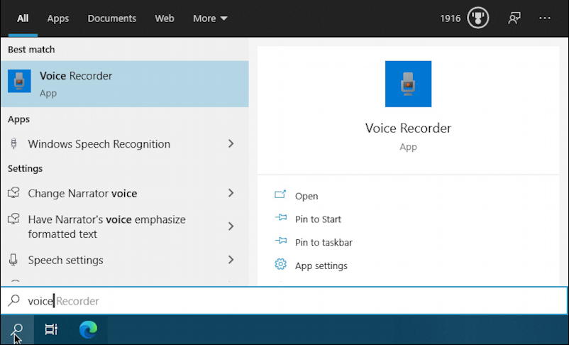 search for voice recorder windows 10