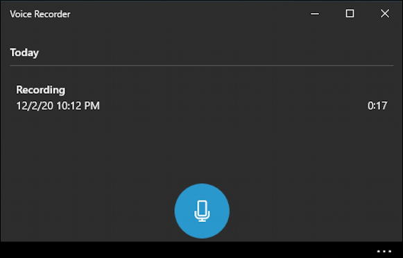 win10 voice recorder - recording listed