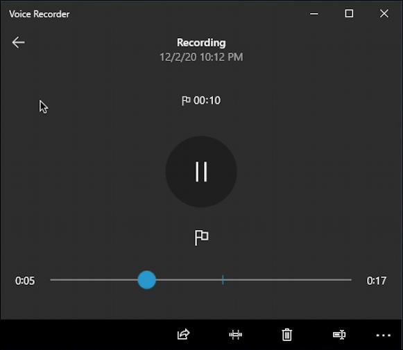 win10 voice recorder - play back recording