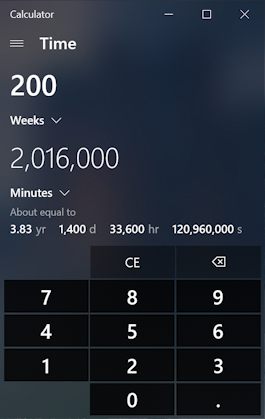 win10 pc calculator app program - time conversions calculations