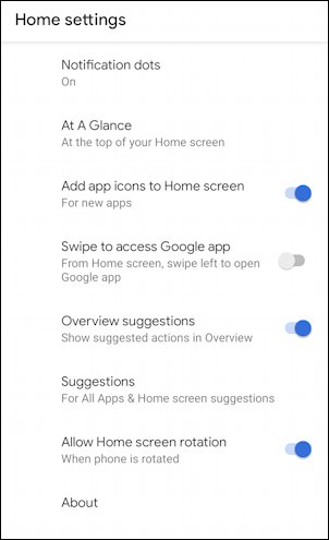 android 10 home screen settings