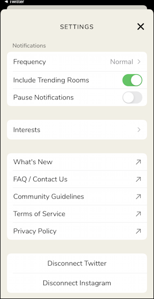 clubhouse app set profile - settings