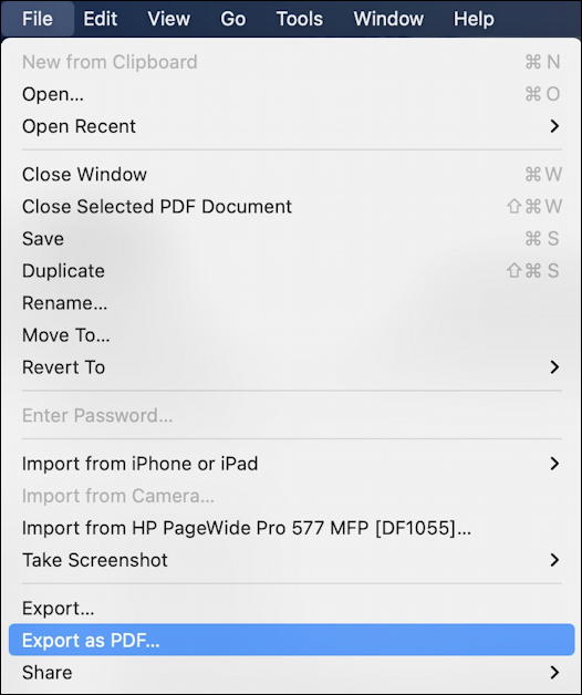 mac preview export as pdf