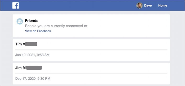 facebook fb export personal contacts list export html page